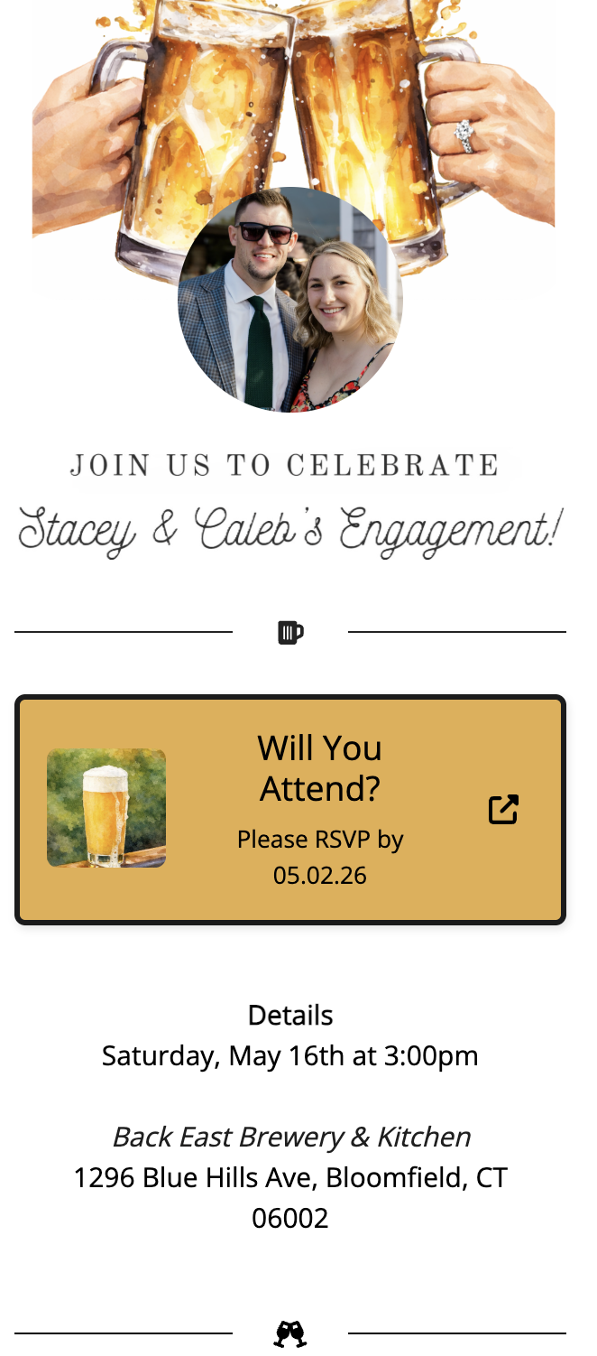 Engagement party invitation microsite